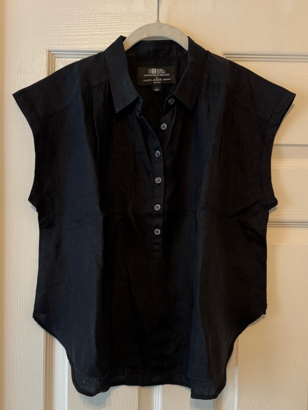 J.Crew Baird McNutt Irish Linen Black Popover Sleeveless Shirt Never Worn